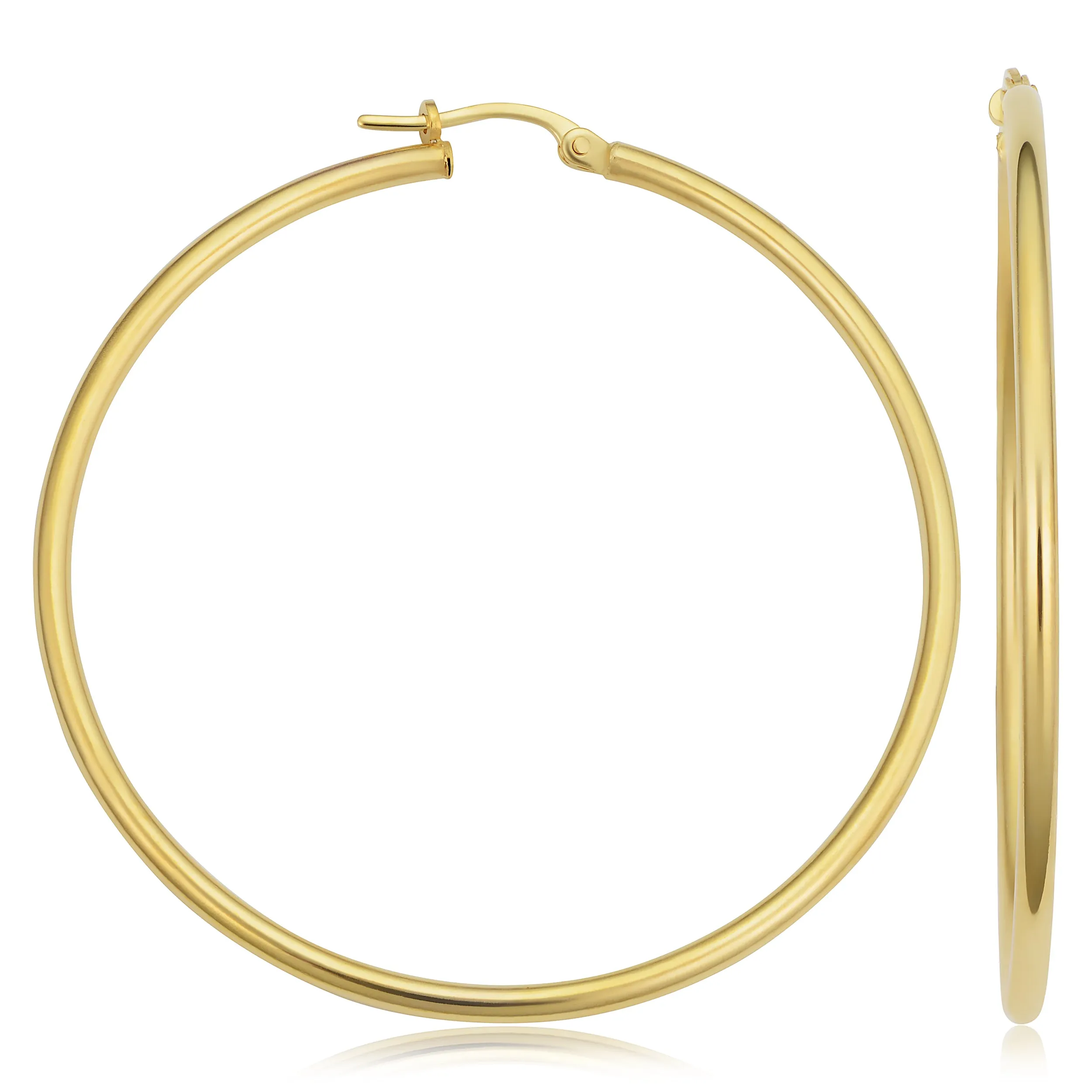 10k Yellow Gold Round Hoop Earrings (45 mm)