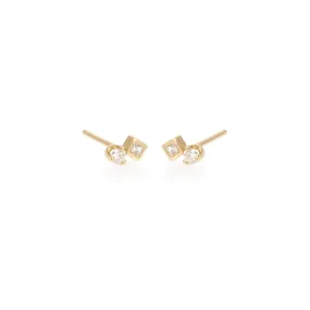 14K Mixed Diamond Studs