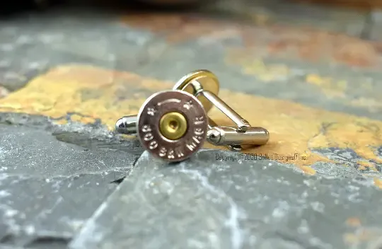 500 Magnum Thin Brass Bullet Cufflinks