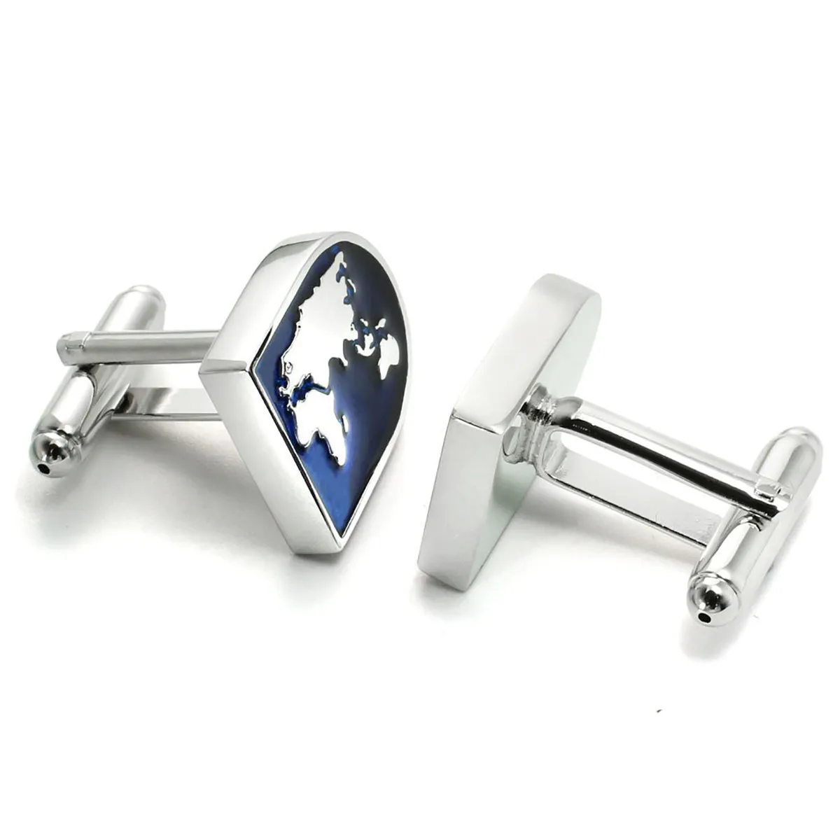 Atlas World Map Traveller Blue Cufflinks In Box
