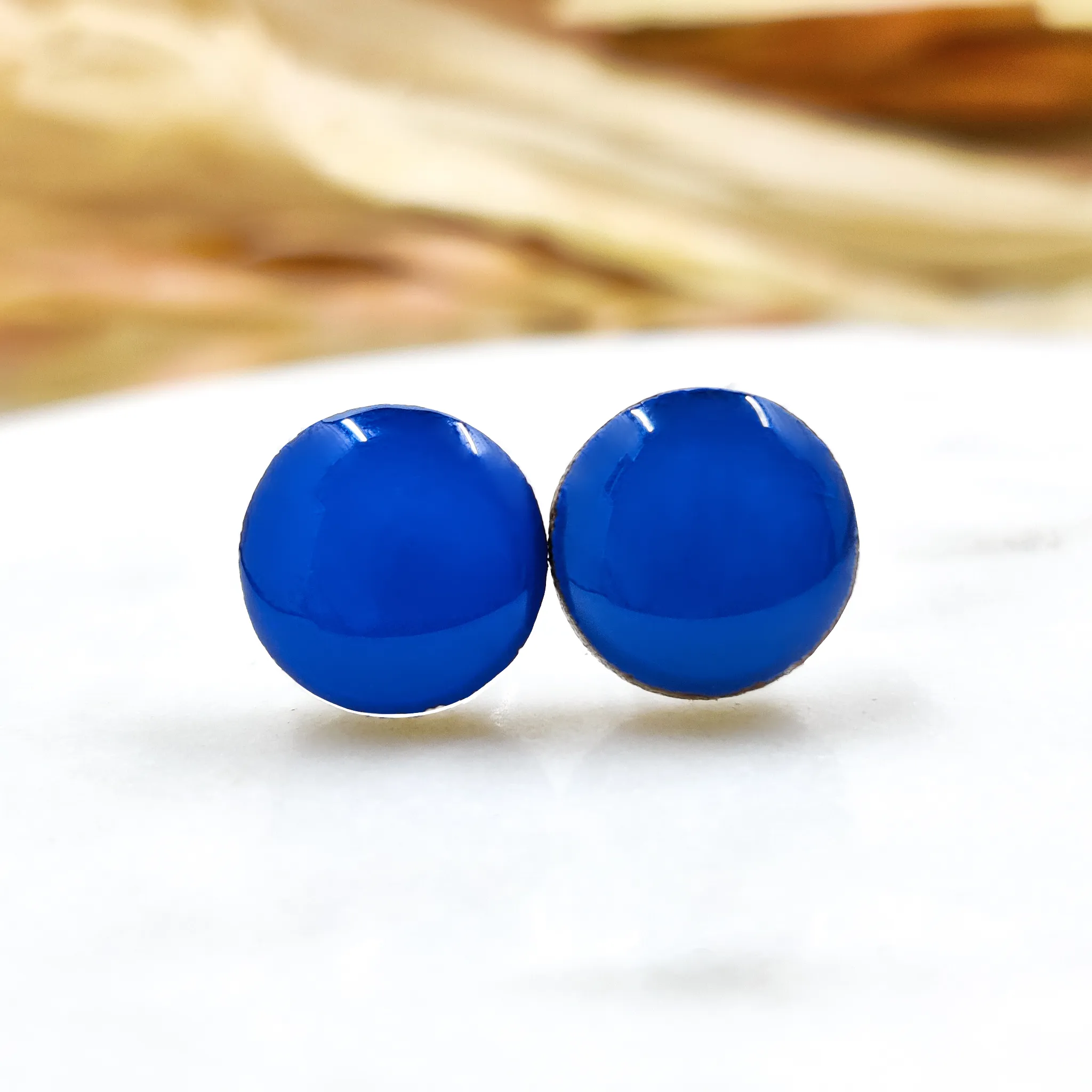 Bold Blue Stud Earrings by Candi Cove Designs