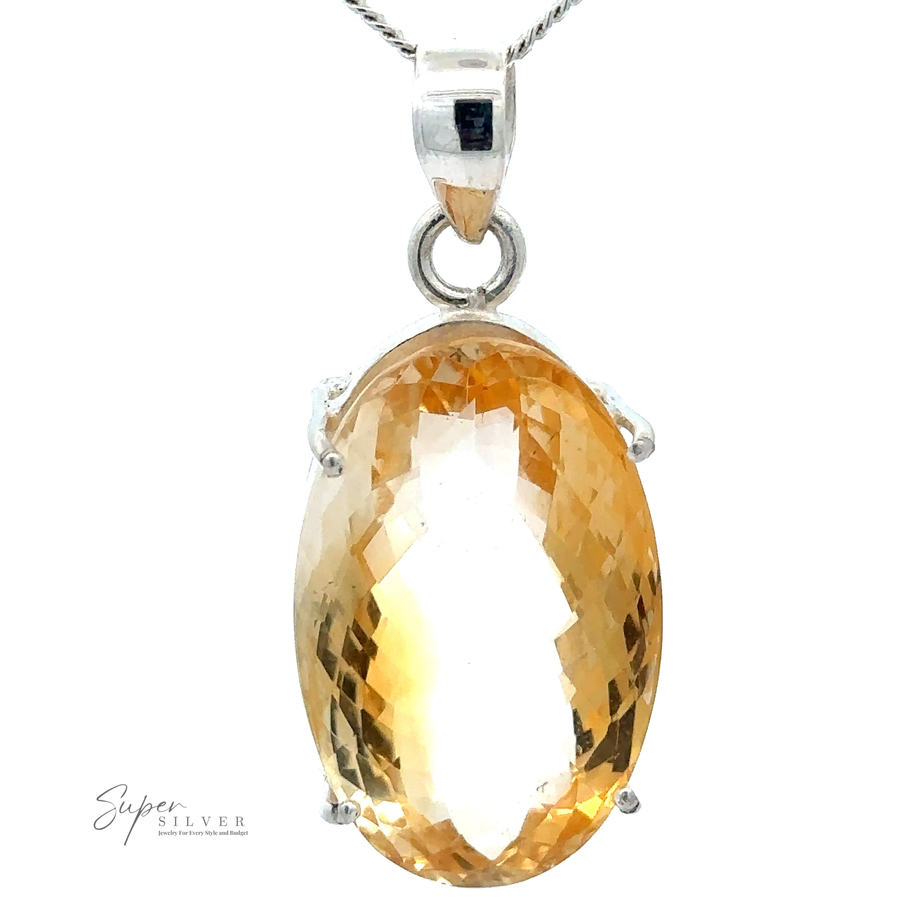 Brilliant Pronged Citrine Pendant