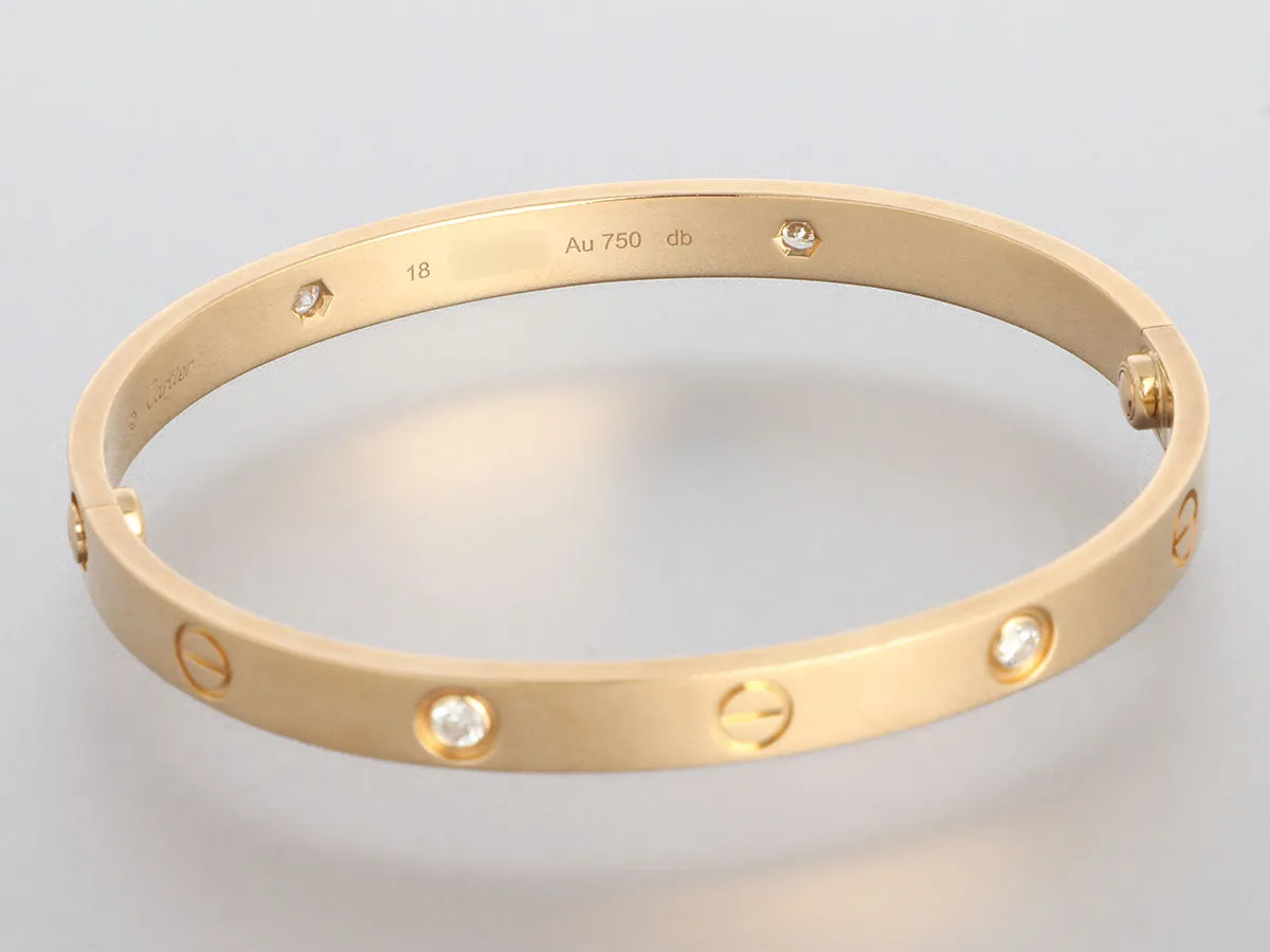 Cartier 18K Yellow Gold 4-Diamond Love Bracelet 18