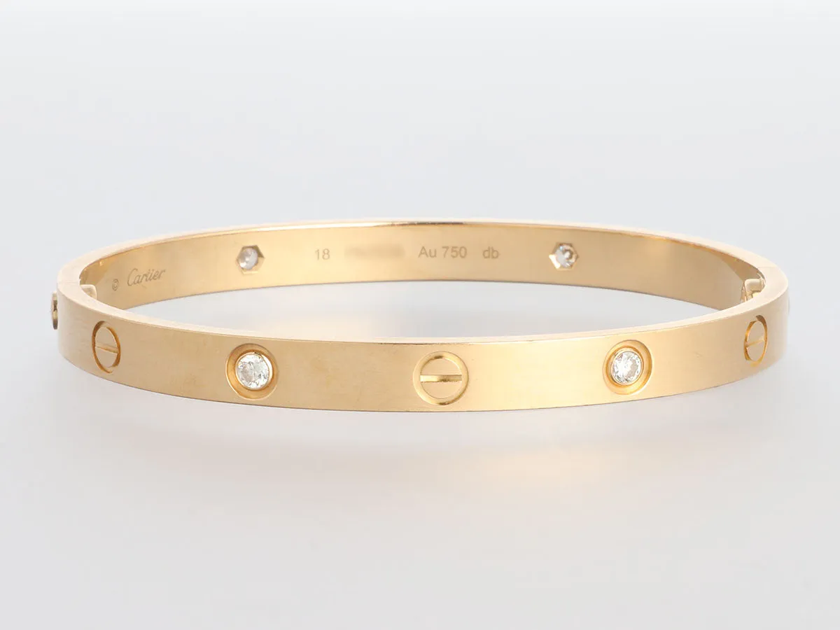 Cartier 18K Yellow Gold 4-Diamond Love Bracelet 18
