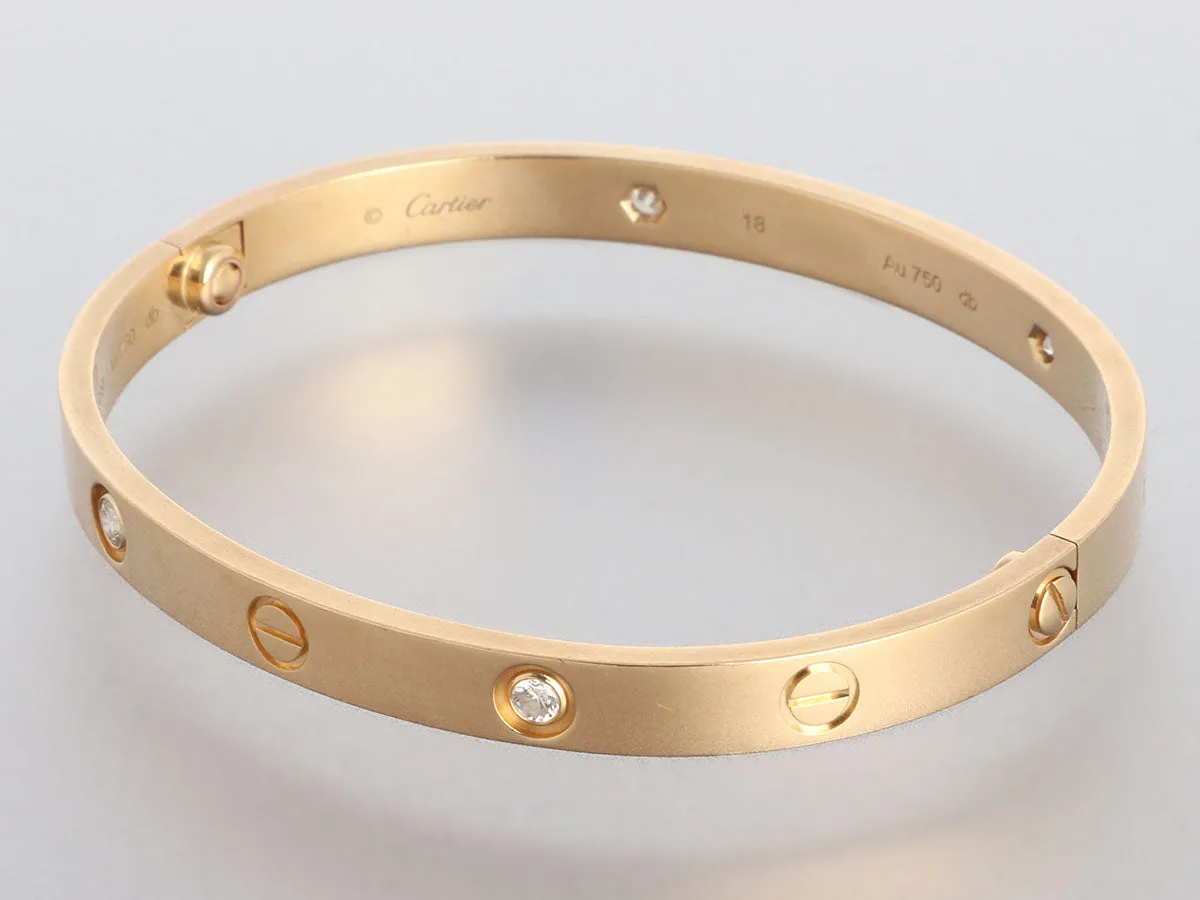 Cartier 18K Yellow Gold 4-Diamond Love Bracelet 18