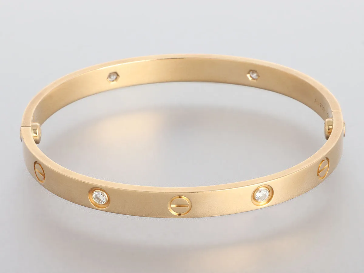 Cartier 18K Yellow Gold 4-Diamond Love Bracelet 18