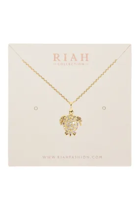 Cast Turtle Pave Necklace