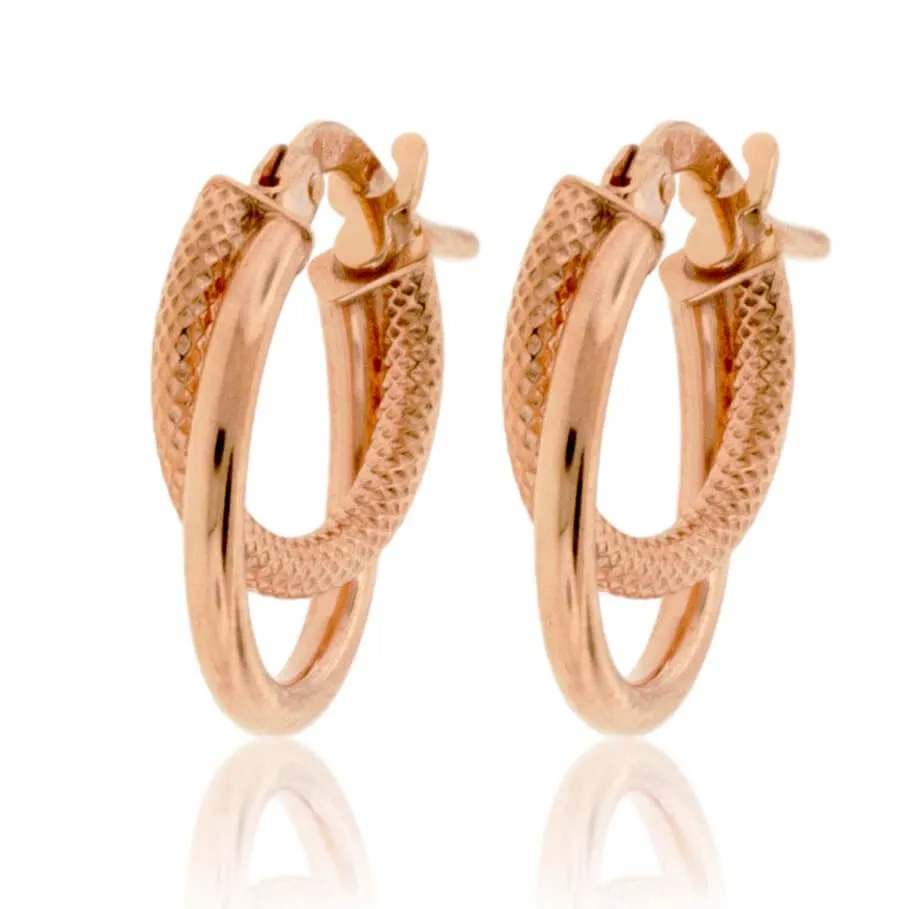 Double Diamond Cut & Polished Hoop Earrings