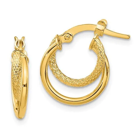 Double Diamond Cut & Polished Hoop Earrings