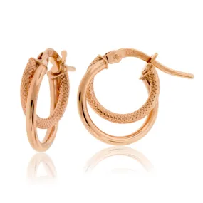Double Diamond Cut & Polished Hoop Earrings