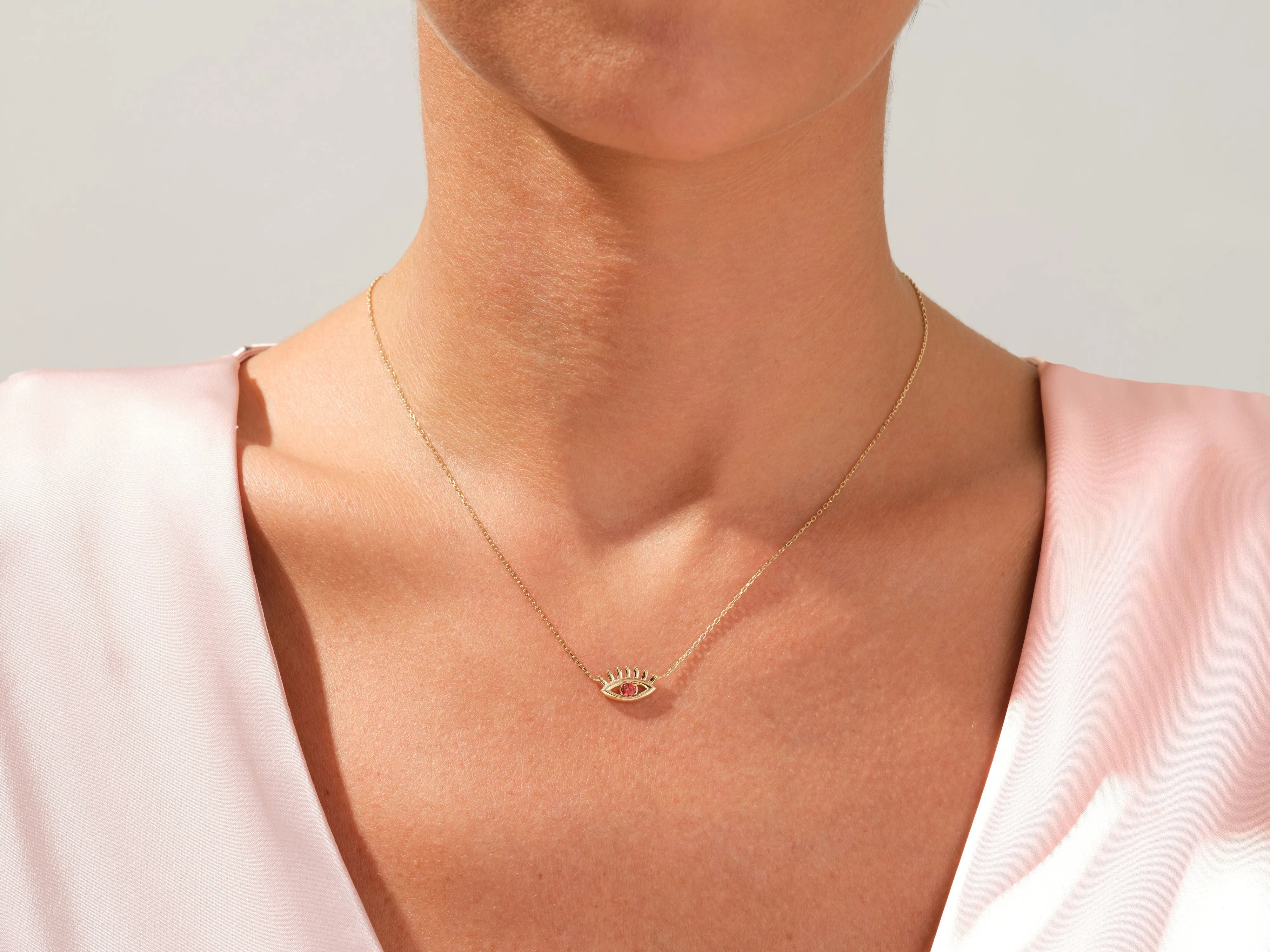 Evil Eye Birthstone Necklace - Gold Vermeil