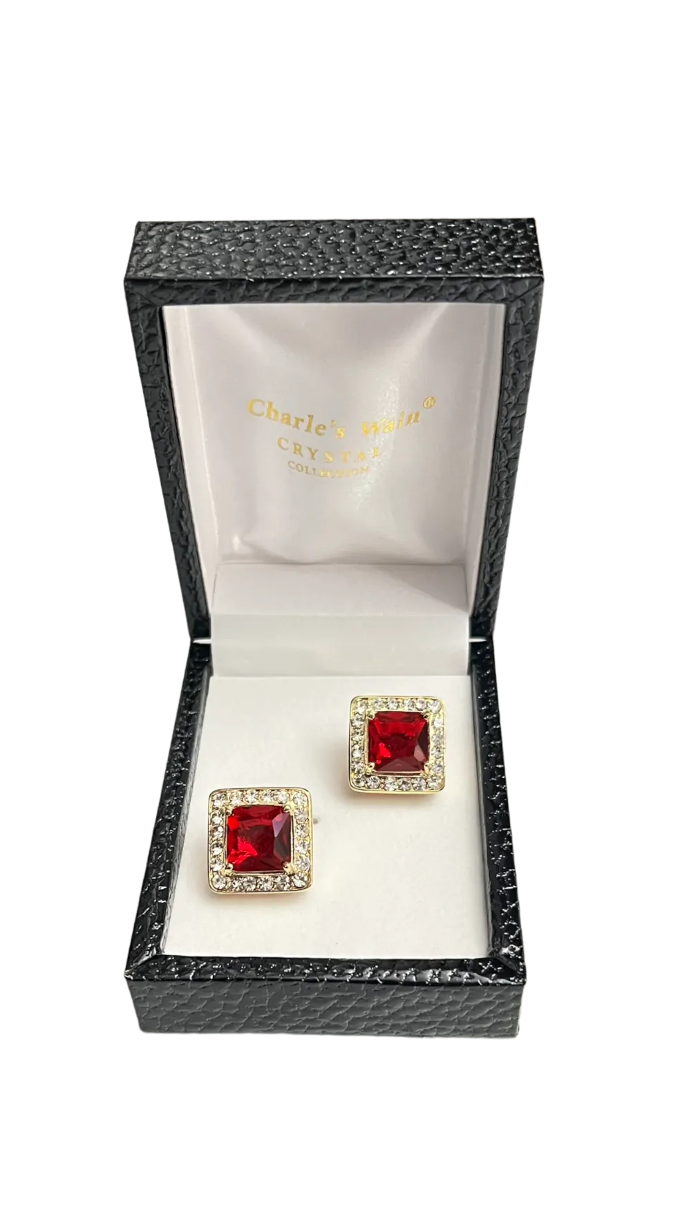 gold and red diamonds stones men's cufflinks