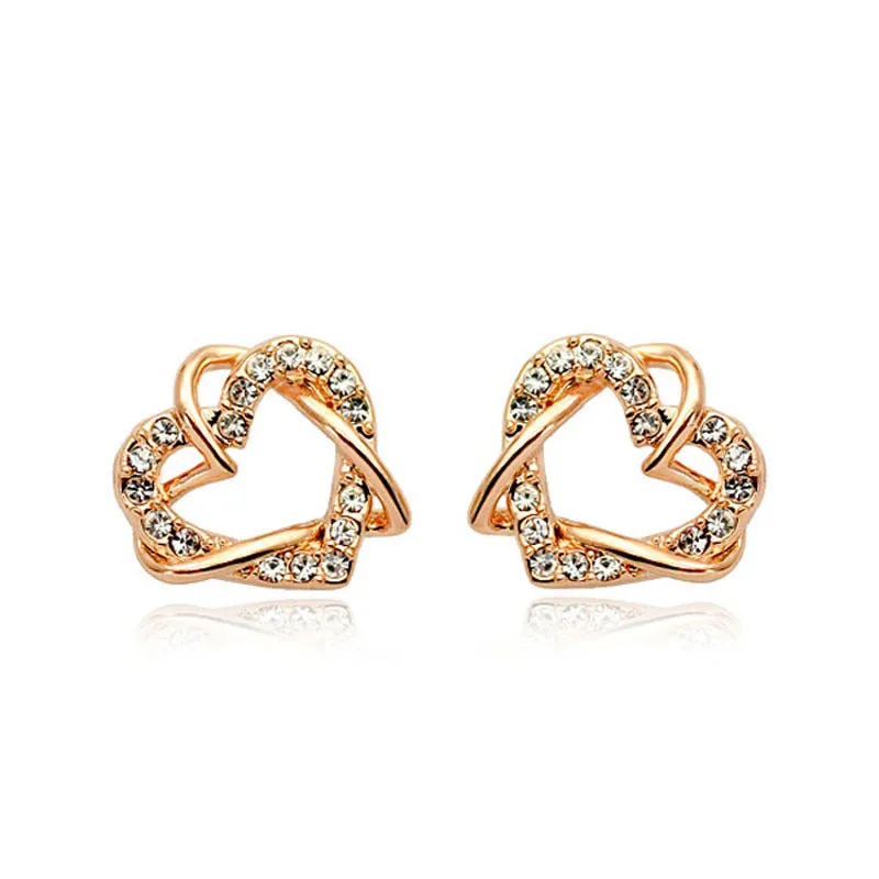 Gold Heart Stud Earrings