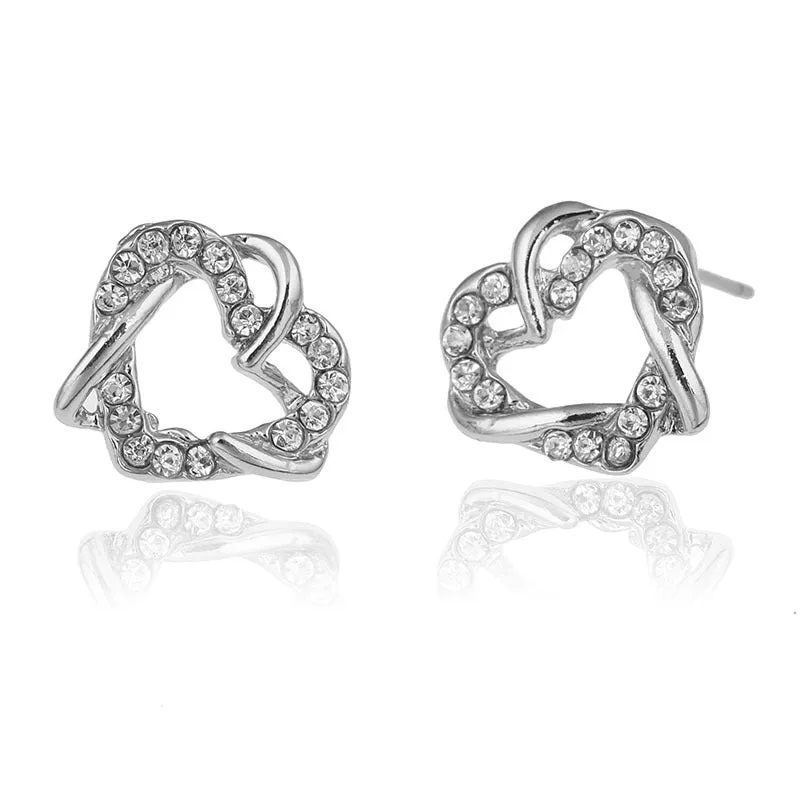 Gold Heart Stud Earrings