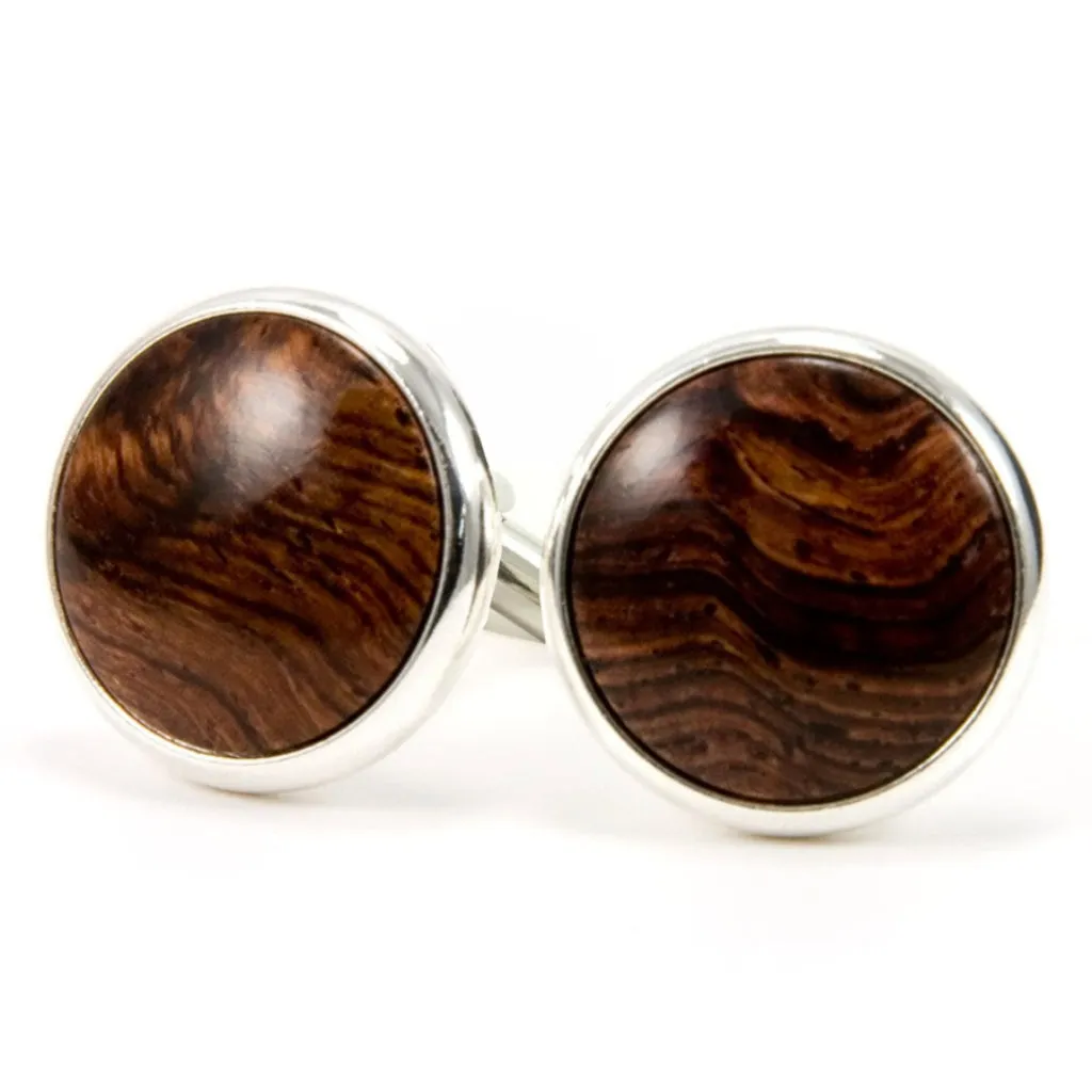 Honduran Rosewood Silver and Wood Cufflinks