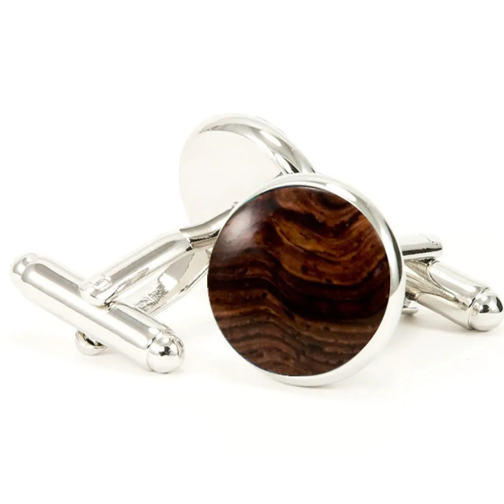 Honduran Rosewood Silver and Wood Cufflinks