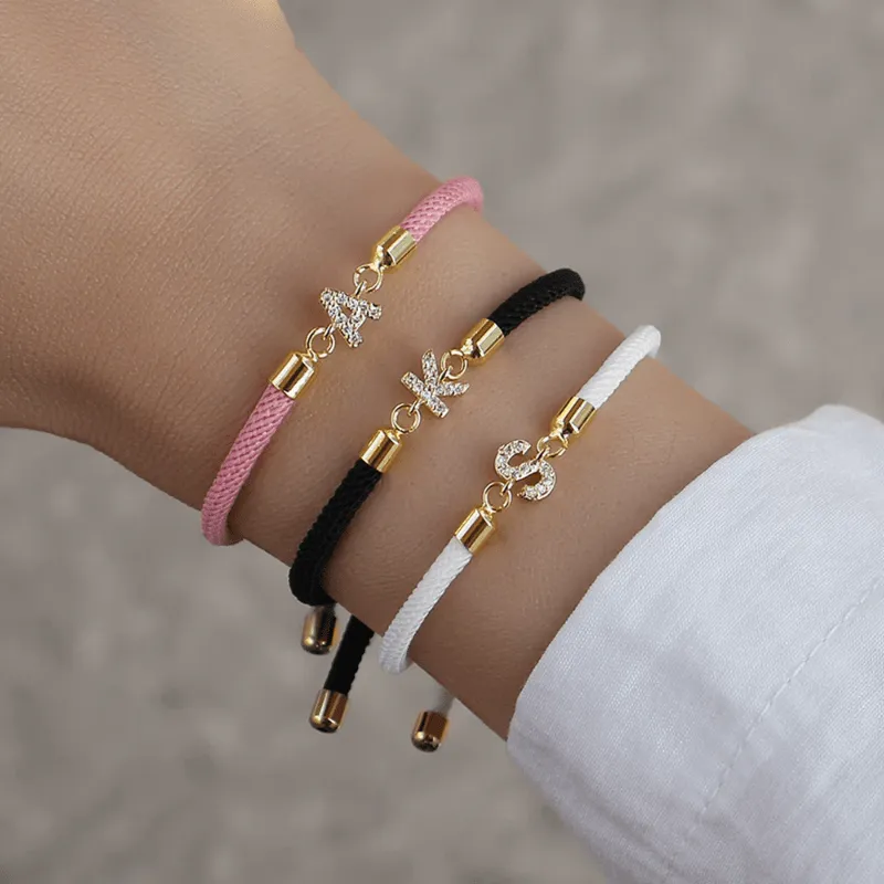 Initial Bracelet Rope Purple