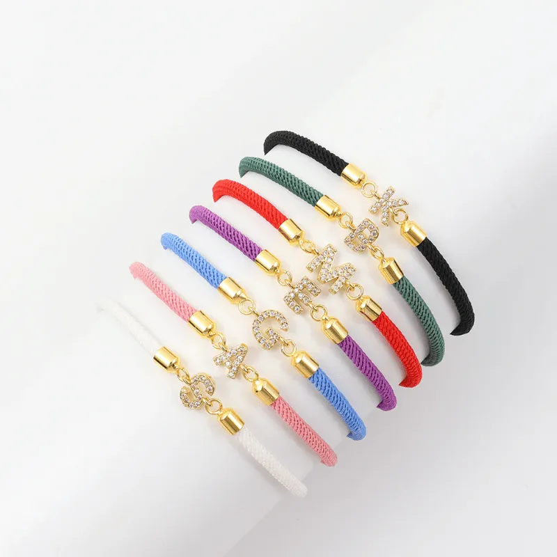 Initial Bracelet Rope Purple