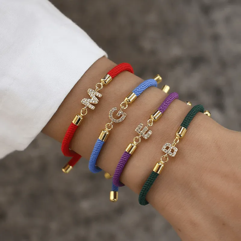 Initial Bracelet Rope Purple
