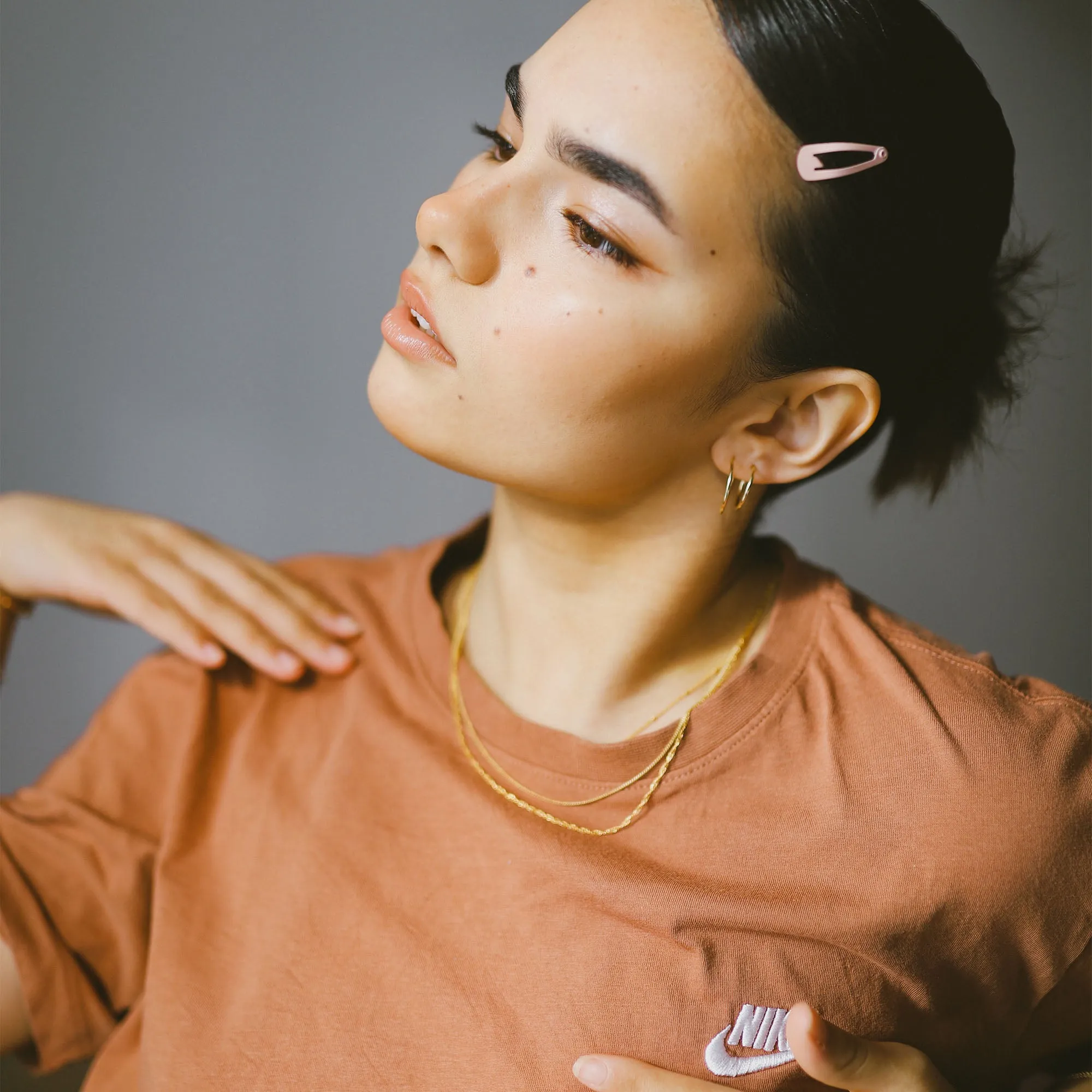 Large minimal plain earring gold filled