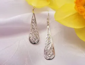 Long Teardrop Swirl Earrings
