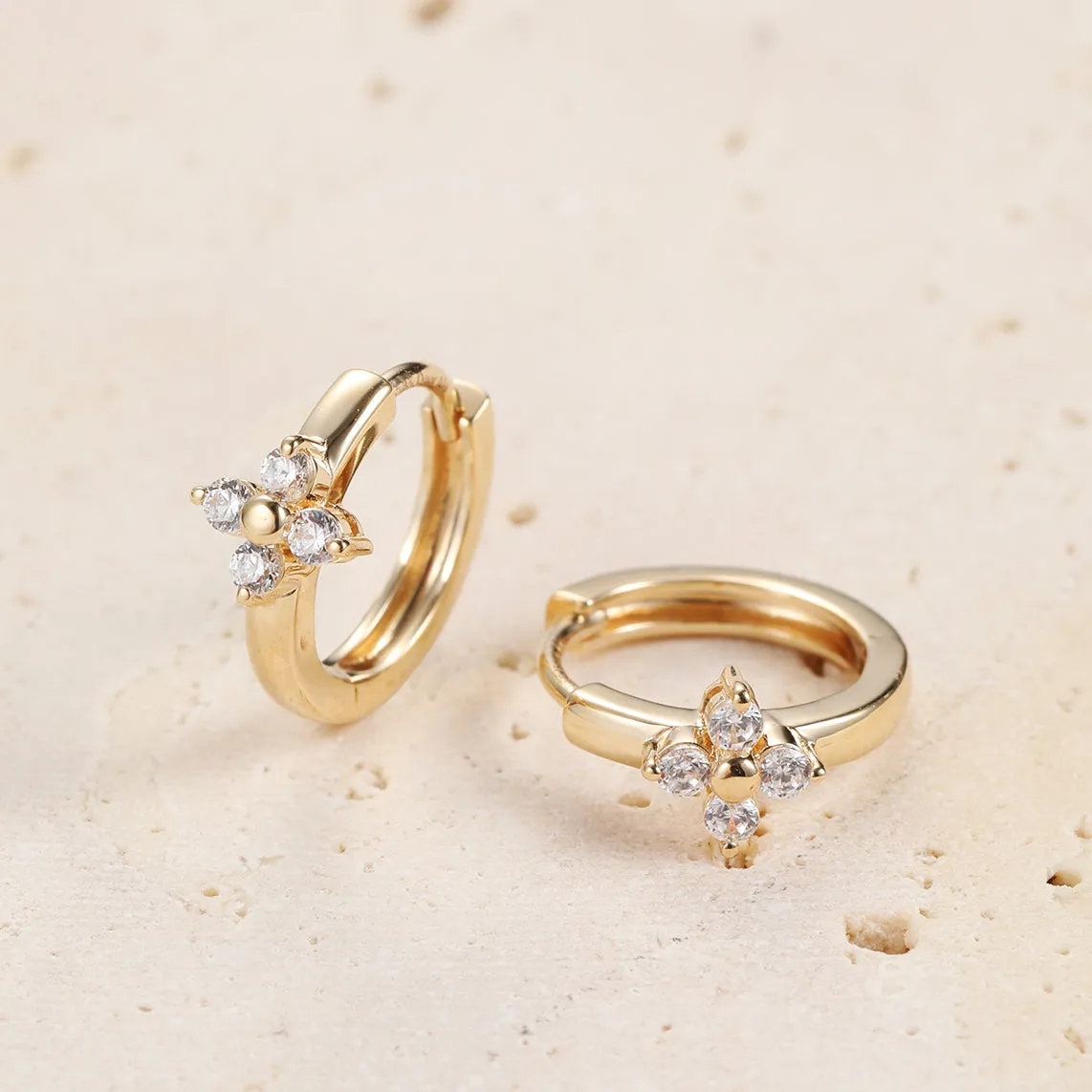 Luck Huggie Hoop Earrings 14K Gold