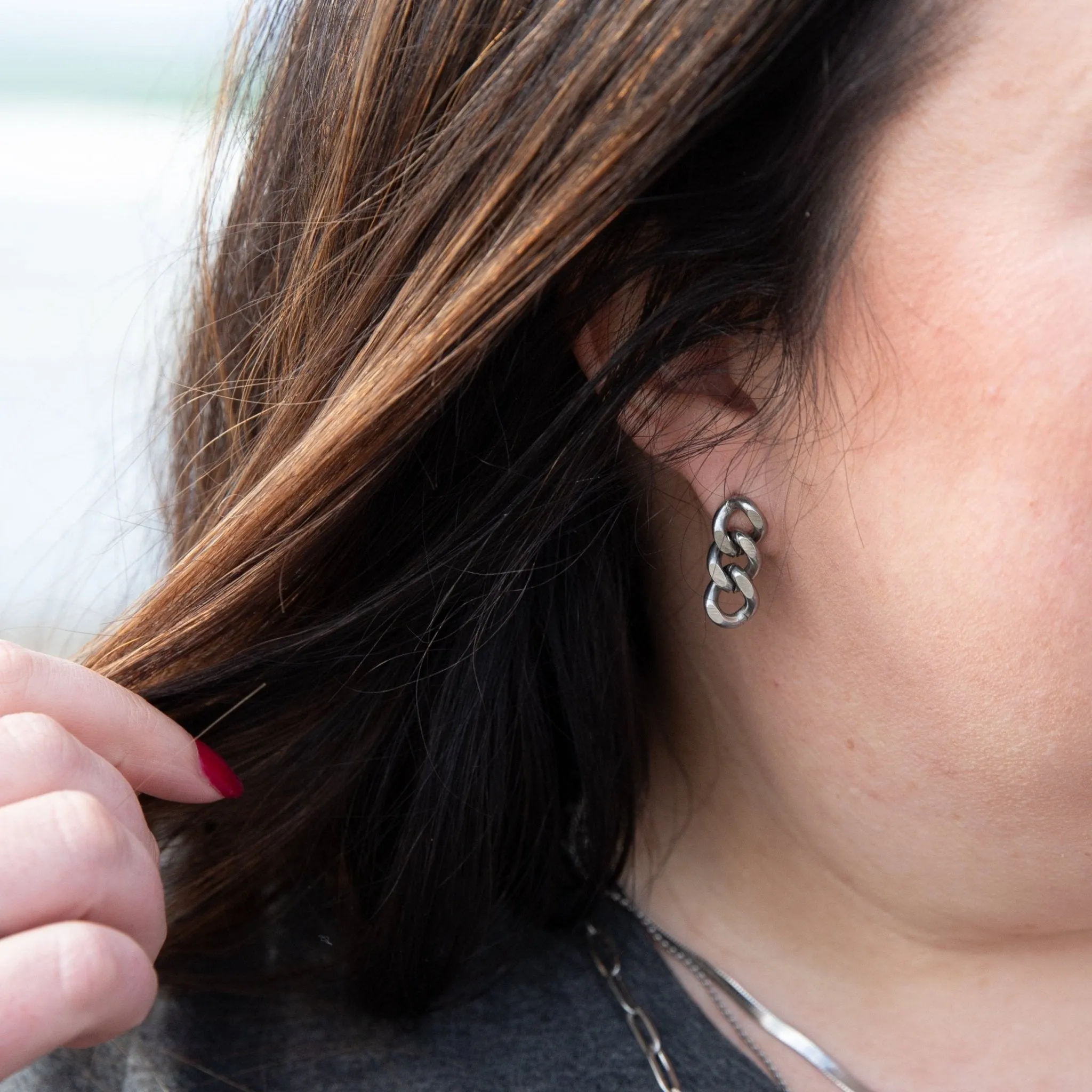 Luxed links drop earrings