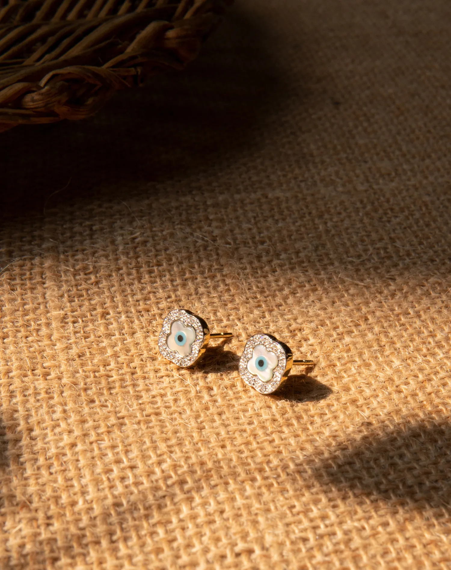 Mini Clover Diamond Stud Earrings