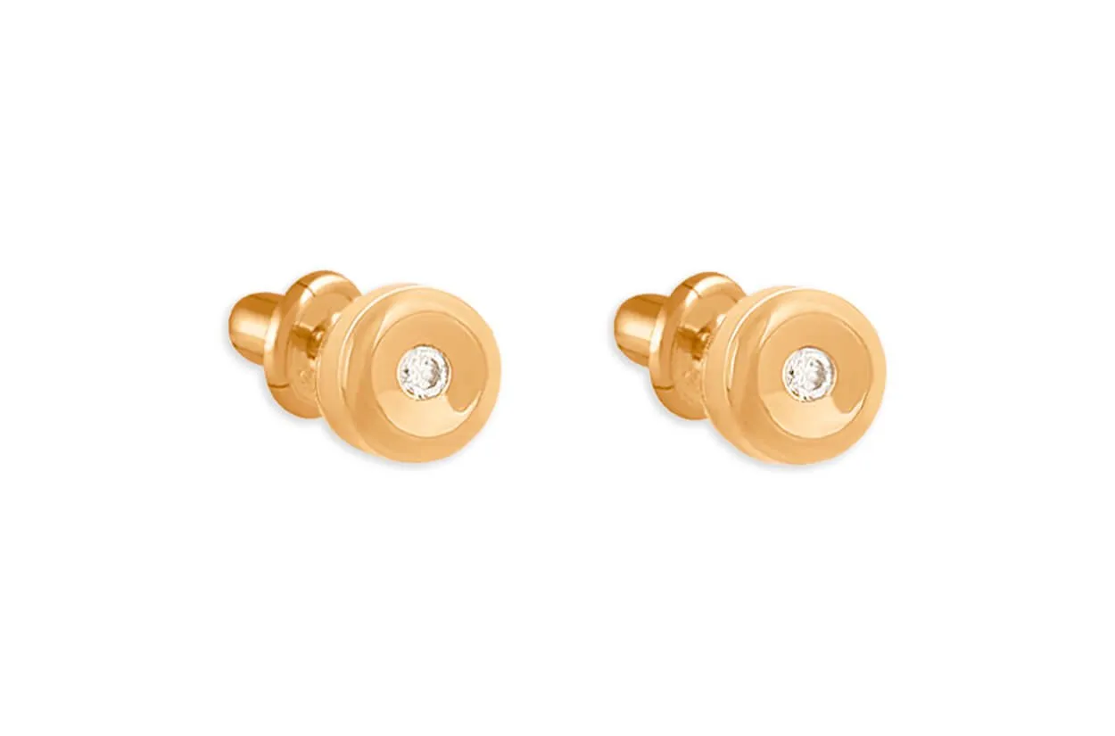 Mini Earrings 18kt Gold Center Diamonds Studs