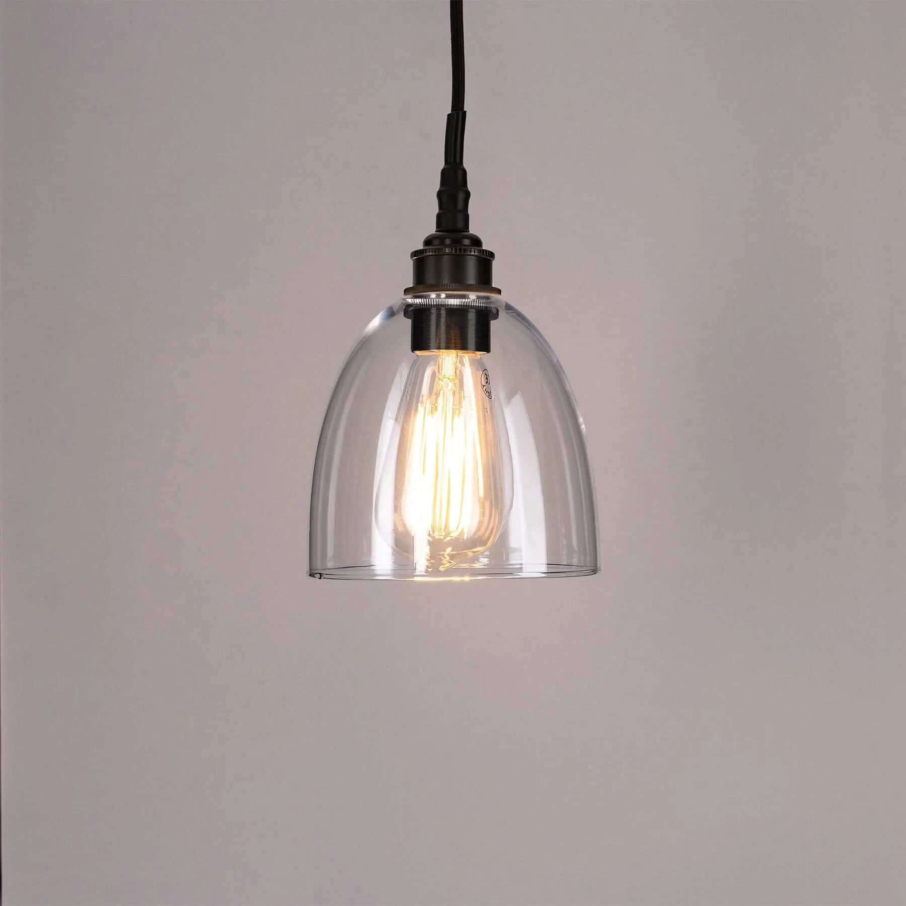 Old School Electric Bell Blown Glass Bathroom Pendant
