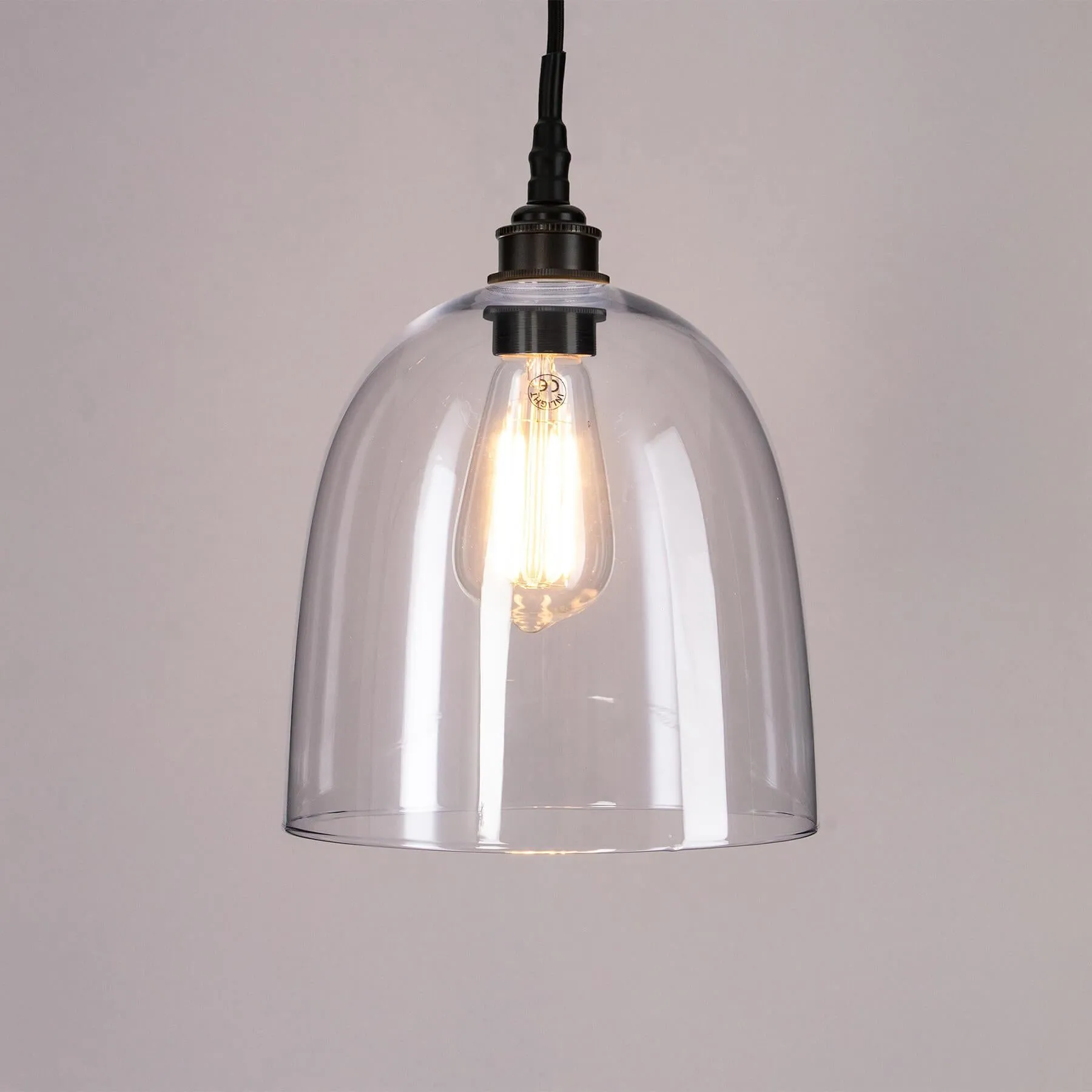 Old School Electric Bell Blown Glass Bathroom Pendant