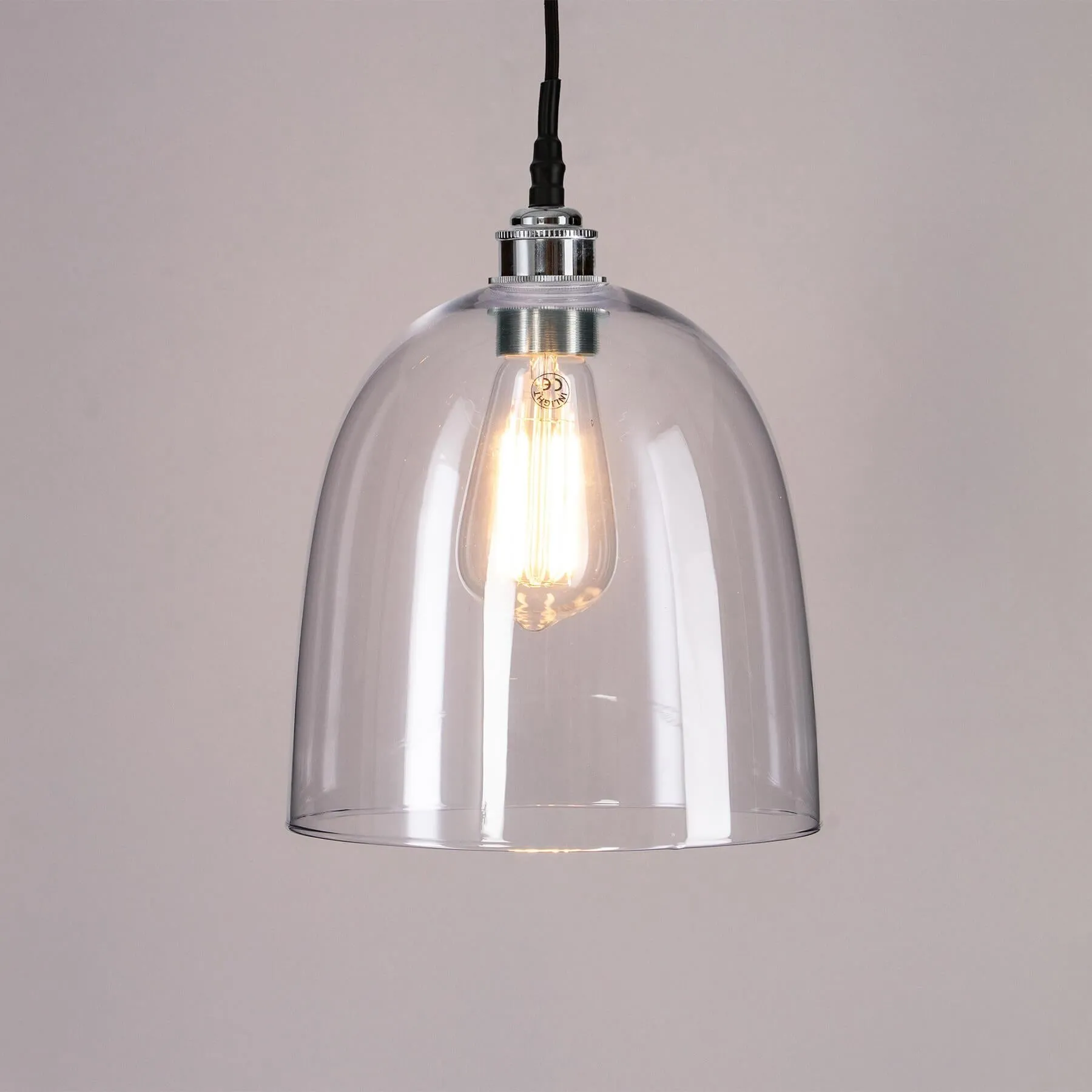 Old School Electric Bell Blown Glass Bathroom Pendant