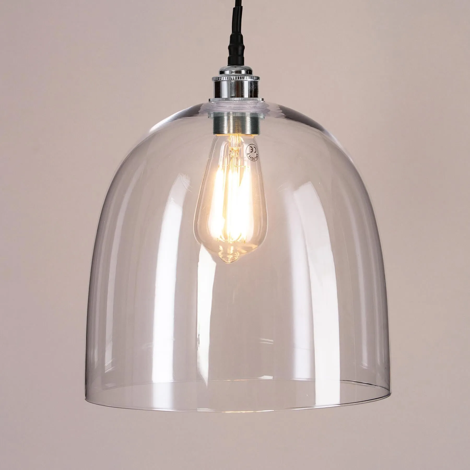 Old School Electric Bell Blown Glass Bathroom Pendant