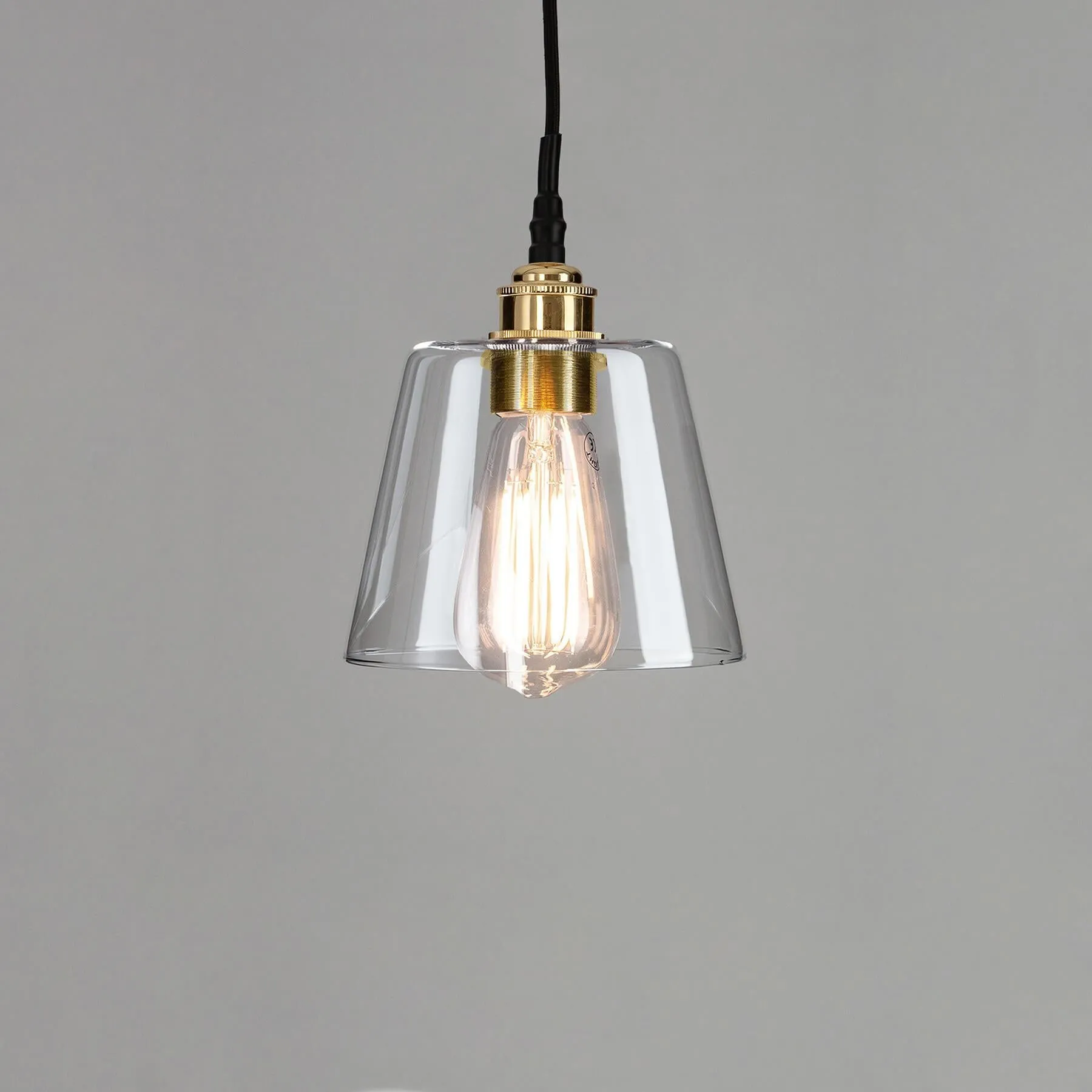 Old School Electric Tapered blown glass bathroom pendant