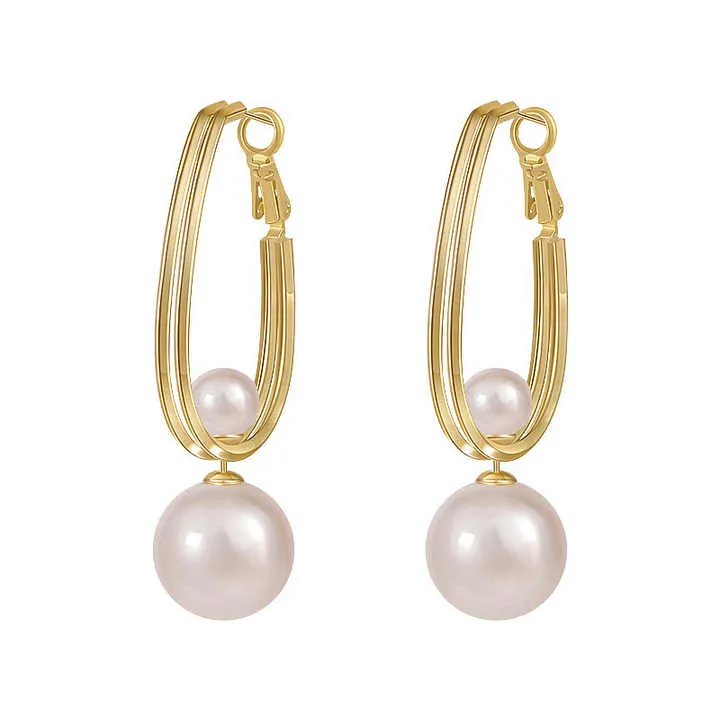Pearl Drop Ring Type Earrings