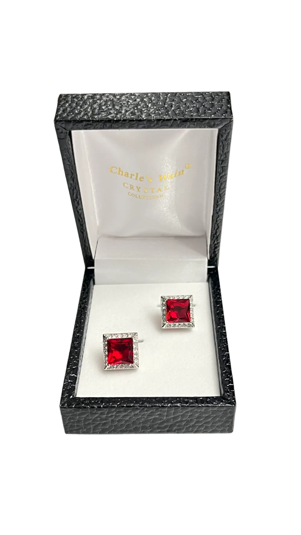 Red and Sliver diamonds stones men's cufflinks
