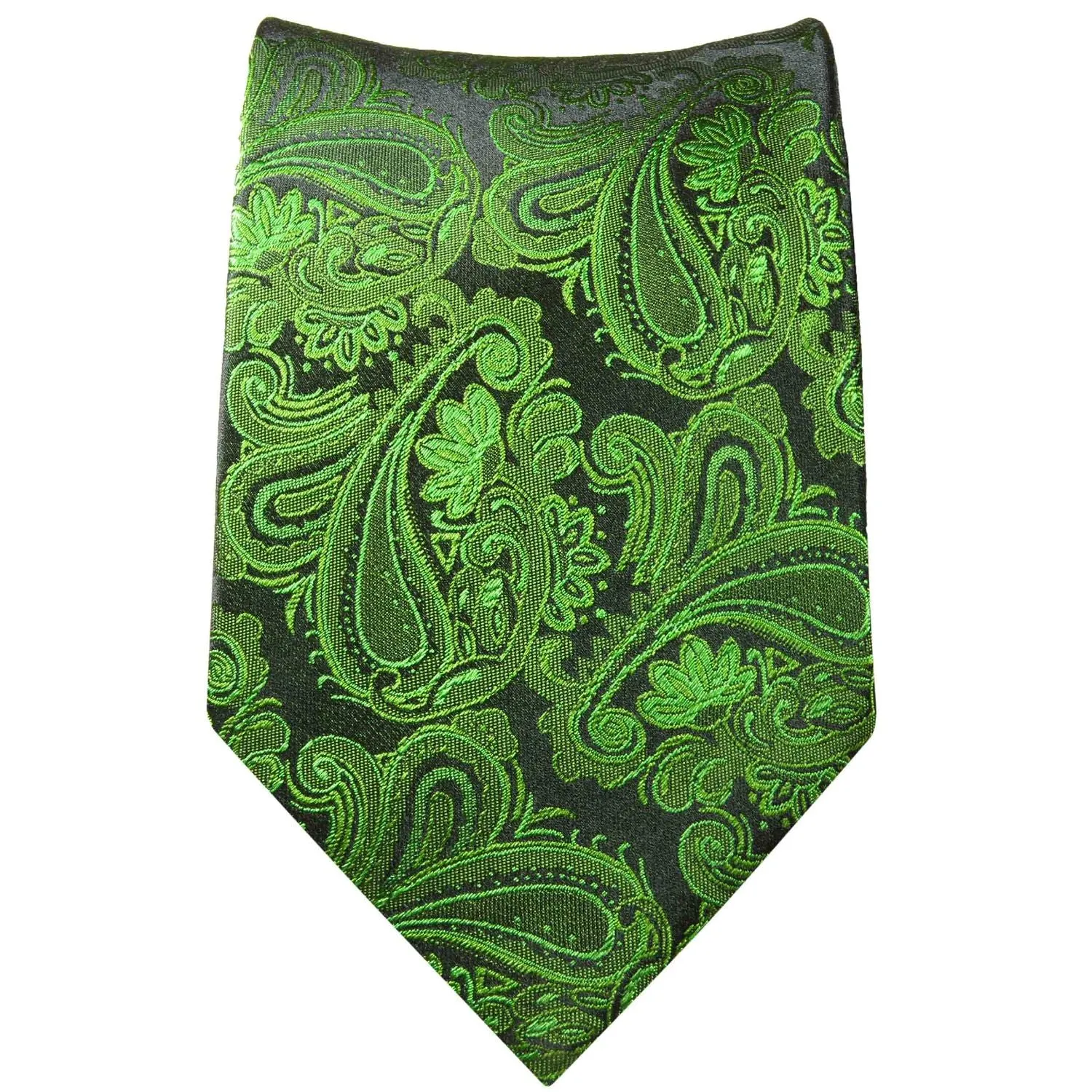 Silk Necktie by Paul Malone in Green and Black Paisley