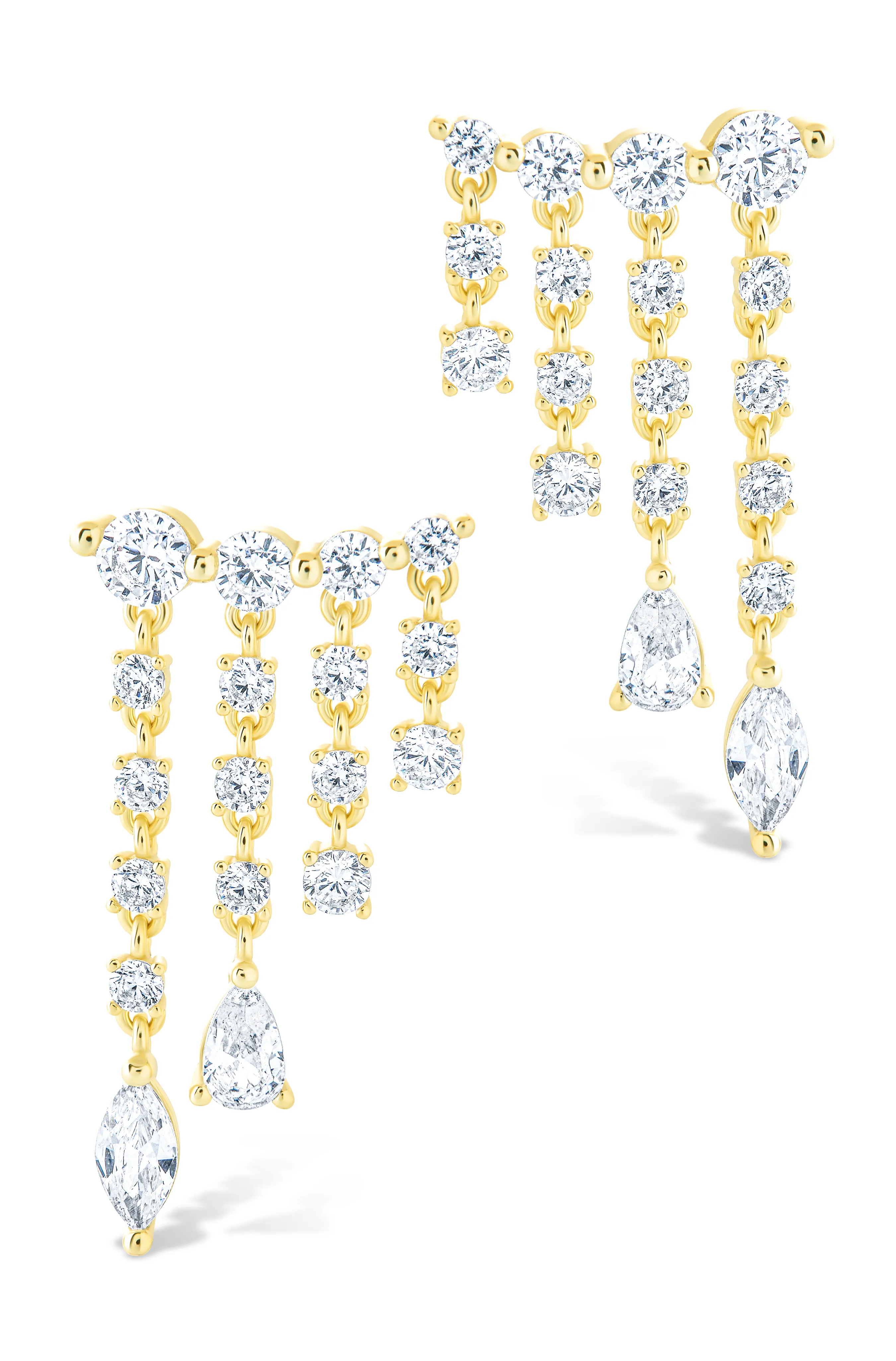 Sterling Silver Adrian CZ Waterfall Statement Studs
