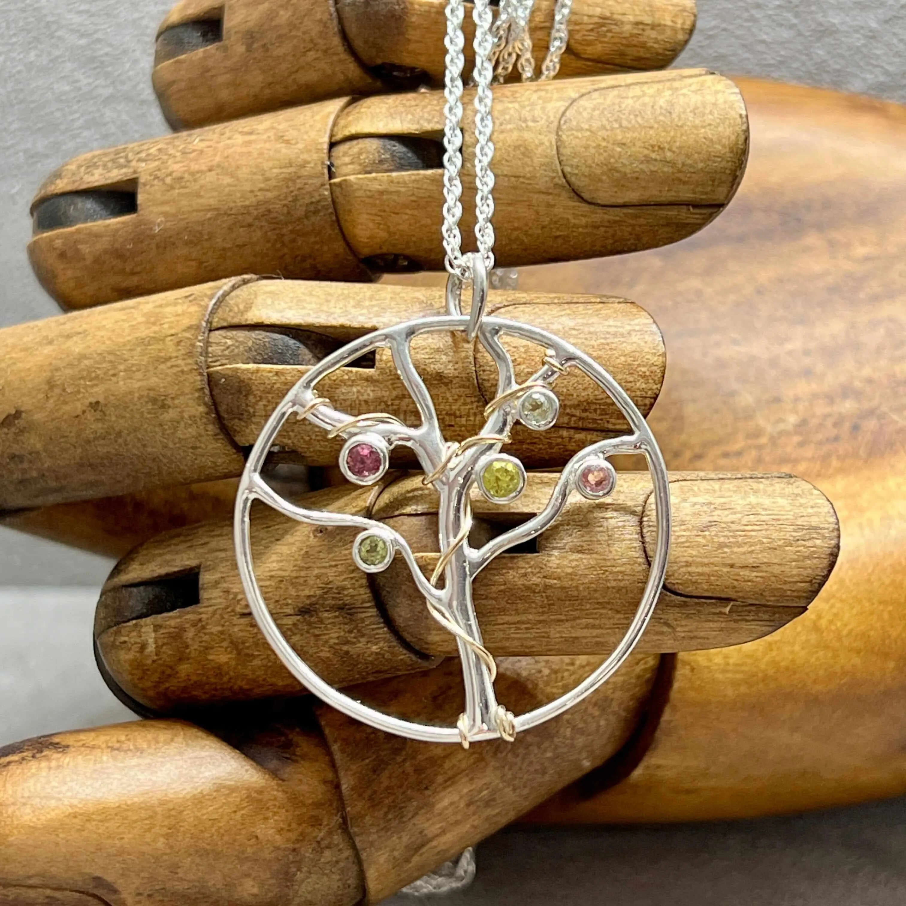 Tourmaline Tree Of Life Sterling Silver Pendant