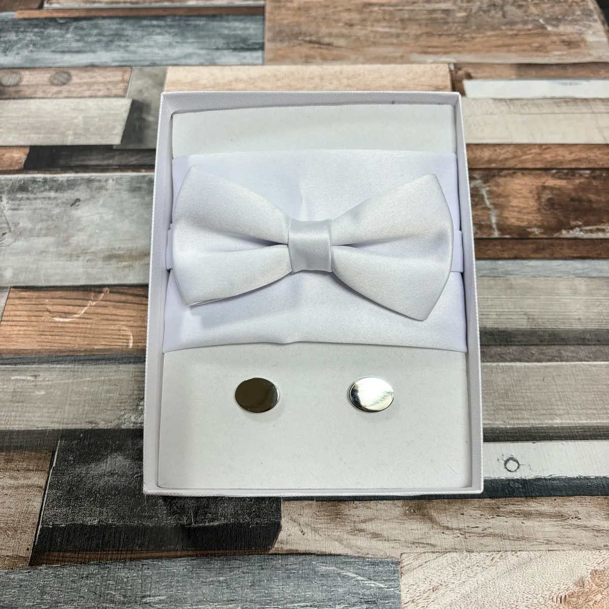 White Satin Bow Tie