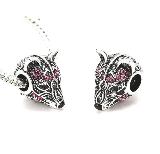 Wild Rhinestone Wolf Charm