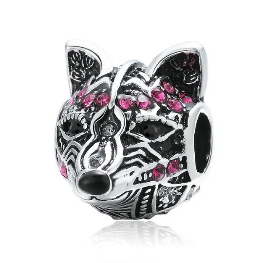 Wild Rhinestone Wolf Charm