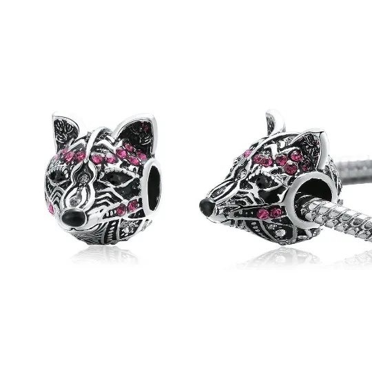Wild Rhinestone Wolf Charm